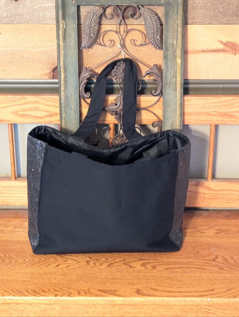 Coach Fragrance Black & Silver Glitter Panel Tote Bag - Picture 4 of 9
